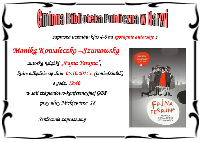Spotkanie autorskie z Moniką Kowaleczko-Szumowską