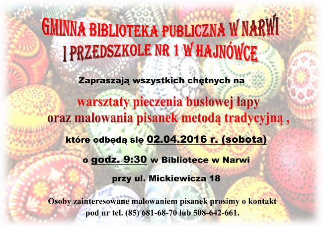 Warsztaty wielkanocne w bibliotece w Narwi